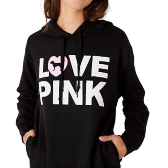 PINK Victoria's Secret Tops - Victoria Secret Pink Originals Limited Edition Black Pullover Hoodie Women’s XS